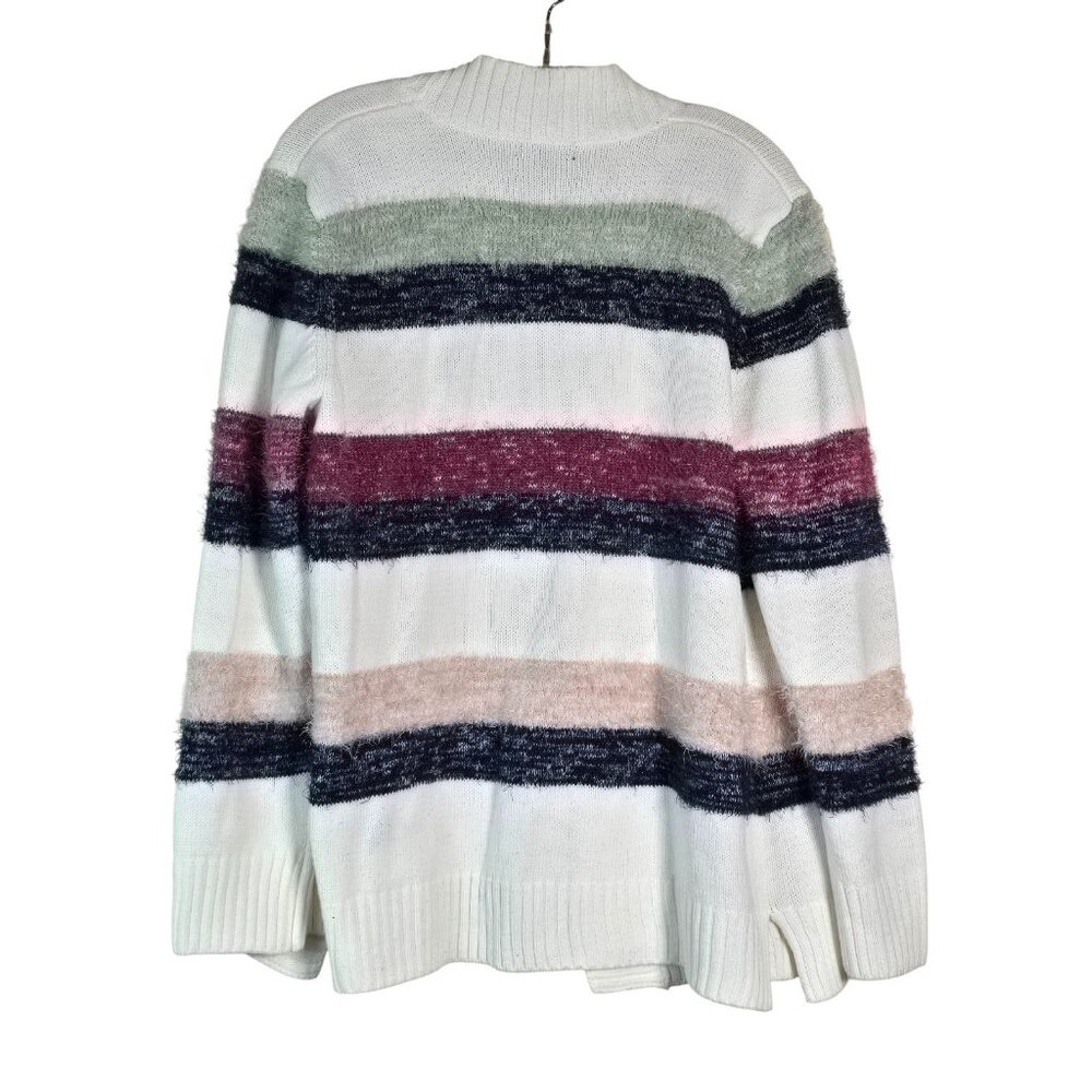 Verve Ami Open Cardigan Sweater Womens Extra Large Striped Fuzzy Knit Cozy Boho - Picture 2 of 12